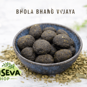 Traditional Bhola Munakka Bhang Goli in a bowl for health benefits.